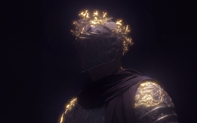 A luminous golden leaf crown glows atop an intricately detailed dark armored knight in this striking 4K wallpaper, designed to elevate your MacBook's aesthetic with its mysterious and regal presence. This stunning wallpaper showcases the ethereal radiance highlighting the exquisite patterns on the armor, perfect for any MacOS desktop. | gold armor knight fantasy wallpaper macos 4k wallpaper hd wallpaper dark aesthetic macbook imac glowing armor A luminous golden leaf crown glows atop an intricately detailed dark armored knight in this striking 4K wallpaper, designed to elevate your MacBook's aesthetic with its mysterious and regal presence. This stunning wallpaper showcases the ethereal radiance highlighting the exquisite patterns on the armor, perfect for any MacOS desktop.