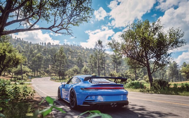 A sleek blue Porsche GT3 sits poised on a winding road, framed by lush green trees and a bright blue sky, making a breathtaking 4K MacOS wallpaper. This stunning landscape and performance car blend creates an ideal MacBook wallpaper, capturing the essence of a serene forest drive. | sports car porsche gt3 wallpaper macos porsche 911 4k wallpaper hd wallpaper automotive scenic macbook imac A sleek blue Porsche GT3 sits poised on a winding road, framed by lush green trees and a bright blue sky, making a breathtaking 4K MacOS wallpaper. This stunning landscape and performance car blend creates an ideal MacBook wallpaper, capturing the essence of a serene forest drive.