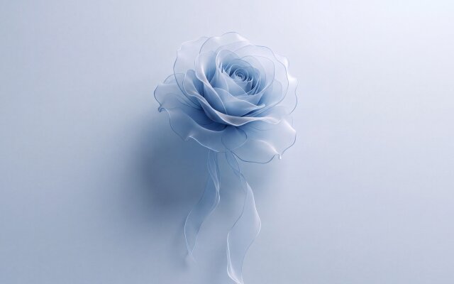 A delicate, translucent blue rose with ethereal flowing ribbons graces this 4K MacOS wallpaper, presenting a stunning visual. This minimalist blue rose desktop wallpaper features intricate, glass-like petals against a soft pale background, perfect for your MacBook. | aesthetic blue flower rose minimalist wallpaper macos 4k wallpaper hd wallpaper macbook imac A delicate, translucent blue rose with ethereal flowing ribbons graces this 4K MacOS wallpaper, presenting a stunning visual. This minimalist blue rose desktop wallpaper features intricate, glass-like petals against a soft pale background, perfect for your MacBook.