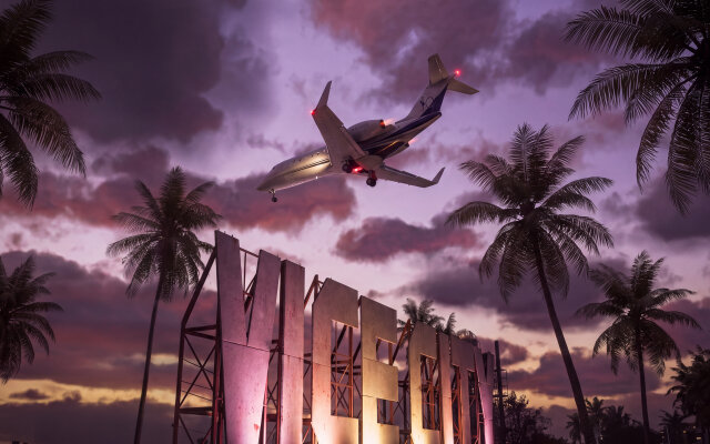 A private jet descends over the iconic illuminated 'MIAMI' sign against a stunning purple and orange twilight sky, creating an ideal 4K wallpaper. This dynamic scene with silhouetted palm trees makes a perfect luxury aesthetic wallpaper for your MacBook or MacOS desktop. | sunset travel miami private jet wallpaper vibrant macos tropical 4k wallpaper hd wallpaper macbook imac A private jet descends over the iconic illuminated 'MIAMI' sign against a stunning purple and orange twilight sky, creating an ideal 4K wallpaper. This dynamic scene with silhouetted palm trees makes a perfect luxury aesthetic wallpaper for your MacBook or MacOS desktop.