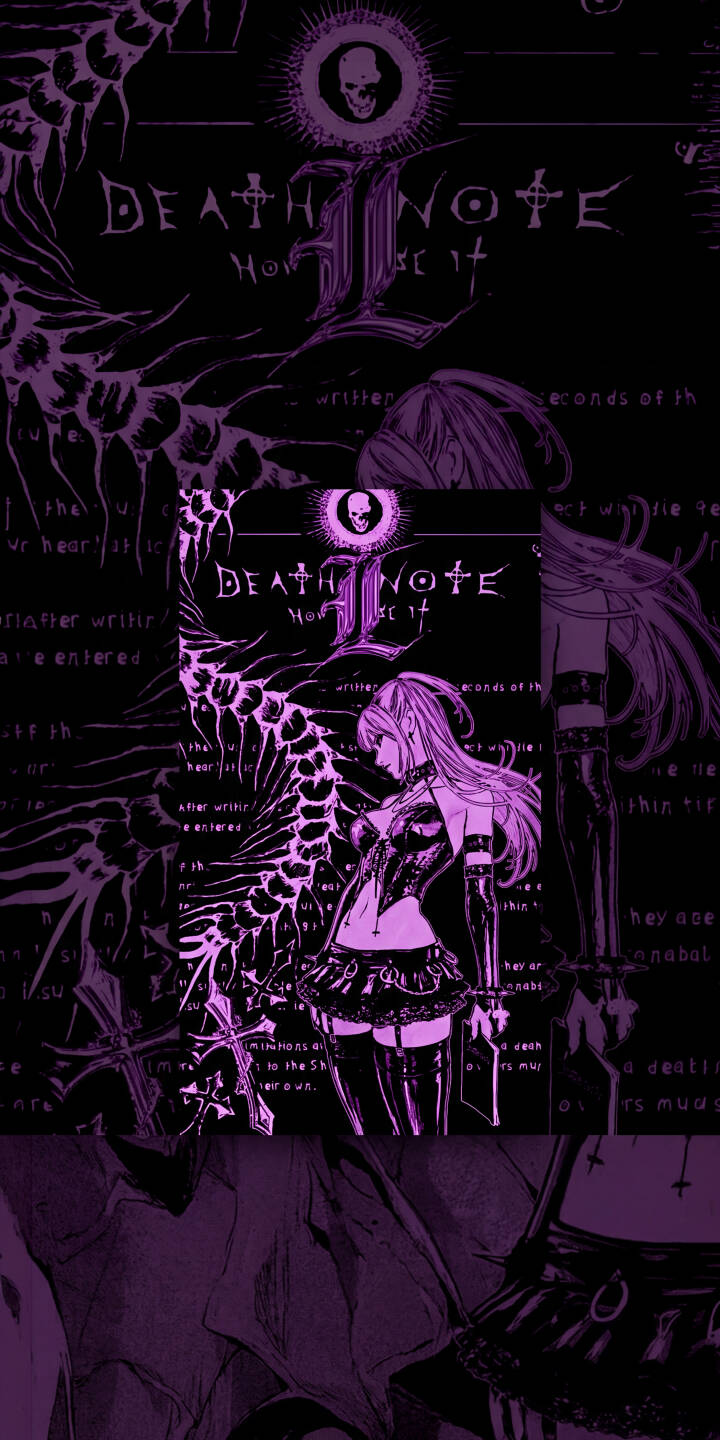 Vibrant purple hues illuminate Misa Amane in her gothic attire, set against the iconic Death Note logo, creating a haunting 4K wallpaper. This dark and captivating wallpaper is perfect for any iPhone, bringing a touch of the supernatural to your screen. | purple anime manga gothic iphone wallpaper mobile 4k wallpaper hd wallpaper dark aesthetic death note misa amane Vibrant purple hues illuminate Misa Amane in her gothic attire, set against the iconic Death Note logo, creating a haunting 4K wallpaper. This dark and captivating wallpaper is perfect for any iPhone, bringing a touch of the supernatural to your screen.