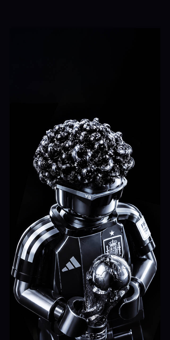 The gleaming chrome texture of this Lego-inspired football champion holding the World Cup trophy shines brilliantly against a dark background in this striking 4K wallpaper for iPhone. This must-have wallpaper celebrates sports achievement with unique style. | football aesthetic lego iphone soccer spain wallpaper mobile metallic 4k wallpaper hd wallpaper world cup The gleaming chrome texture of this Lego-inspired football champion holding the World Cup trophy shines brilliantly against a dark background in this striking 4K wallpaper for iPhone. This must-have wallpaper celebrates sports achievement with unique style.