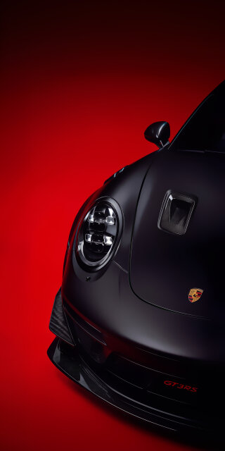 Matte Black Porsche GT3RS Red Background iPhone Wallpaper