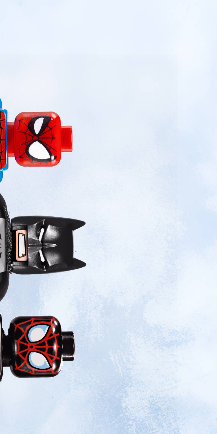 Iconic Lego minifigure heads of Spider-Man, Batman, and Miles Morales float against a serene blue background in this vibrant 4K wallpaper, capturing the charm of these beloved superheroes. This detailed wallpaper is perfect for personalizing your iPhone, bringing a playful, heroic touch to your screen. | lego batman iphone wallpaper miles morales mobile 4k wallpaper hd wallpaper spider-man superheroes minifigure comic heroes Iconic Lego minifigure heads of Spider-Man, Batman, and Miles Morales float against a serene blue background in this vibrant 4K wallpaper, capturing the charm of these beloved superheroes. This detailed wallpaper is perfect for personalizing your iPhone, bringing a playful, heroic touch to your screen.