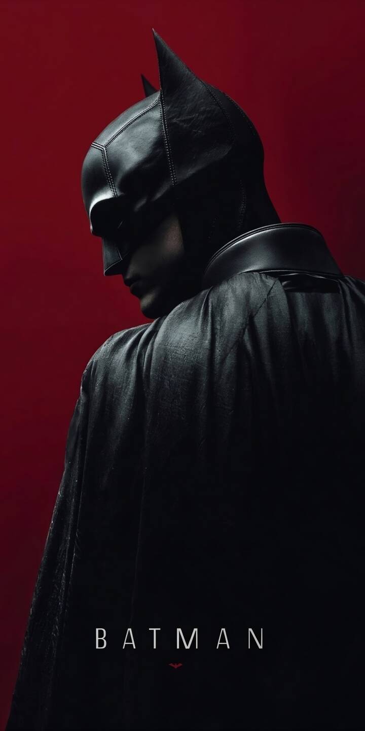 Against a stark crimson backdrop, the brooding profile of Robert Pattinson's Batman emerges, his iconic cowl and flowing dark cape creating an intense 4K wallpaper perfect for iPhone. This striking wallpaper, featuring subtle stitching details and the film's title, embodies the grim aesthetic of Gotham's protector. | batman robert pattinson Against a stark crimson backdrop, the brooding profile of Robert Pattinson's Batman emerges, his iconic cowl and flowing dark cape creating an intense 4K wallpaper perfect for iPhone. This striking wallpaper, featuring subtle stitching details and the film's title, embodies the grim aesthetic of Gotham's protector.