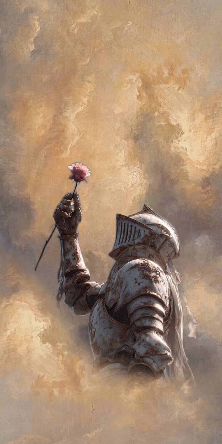 A delicate pink rose is tenderly presented by a battle-worn knight in this evocative 4K wallpaper, its soft petals contrasting beautifully with the rusty armor. This striking knight wallpaper for iPhone captures a unique blend of strength and tender contemplation. | aesthetic armor rose painting knight medieval iphone fantasy wallpaper mobile 4k wallpaper hd wallpaper A delicate pink rose is tenderly presented by a battle-worn knight in this evocative 4K wallpaper, its soft petals contrasting beautifully with the rusty armor. This striking knight wallpaper for iPhone captures a unique blend of strength and tender contemplation.