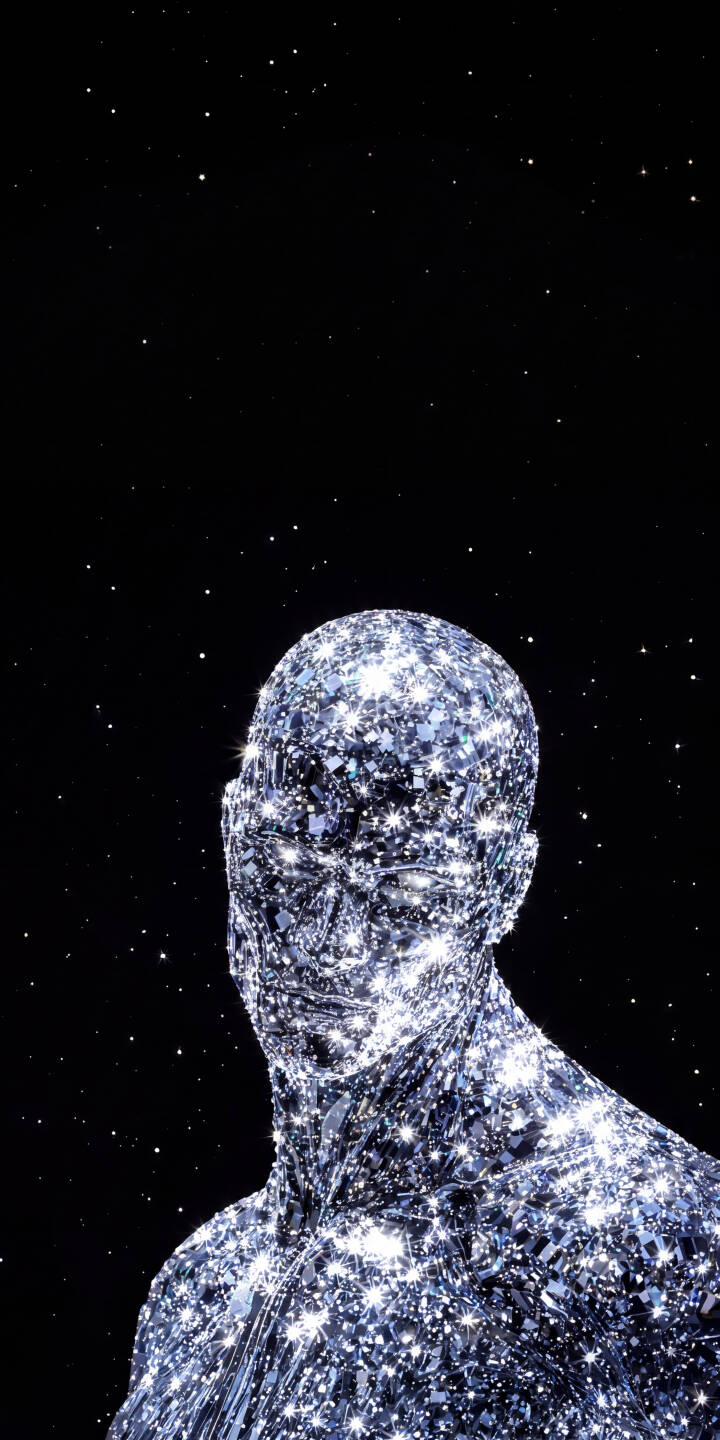 Thousands of tiny, fragmented mirror-like pieces brilliantly form a glistening humanoid figure, shimmering with light against a stark, star-dusted cosmic background. This mesmerizing 4K wallpaper is an ethereal and unique selection for any iPhone. | iphone abstract wallpaper sparkling mobile digital art 4k wallpaper hd wallpaper reflective glitter humanoid cosmic Thousands of tiny, fragmented mirror-like pieces brilliantly form a glistening humanoid figure, shimmering with light against a stark, star-dusted cosmic background. This mesmerizing 4K wallpaper is an ethereal and unique selection for any iPhone.