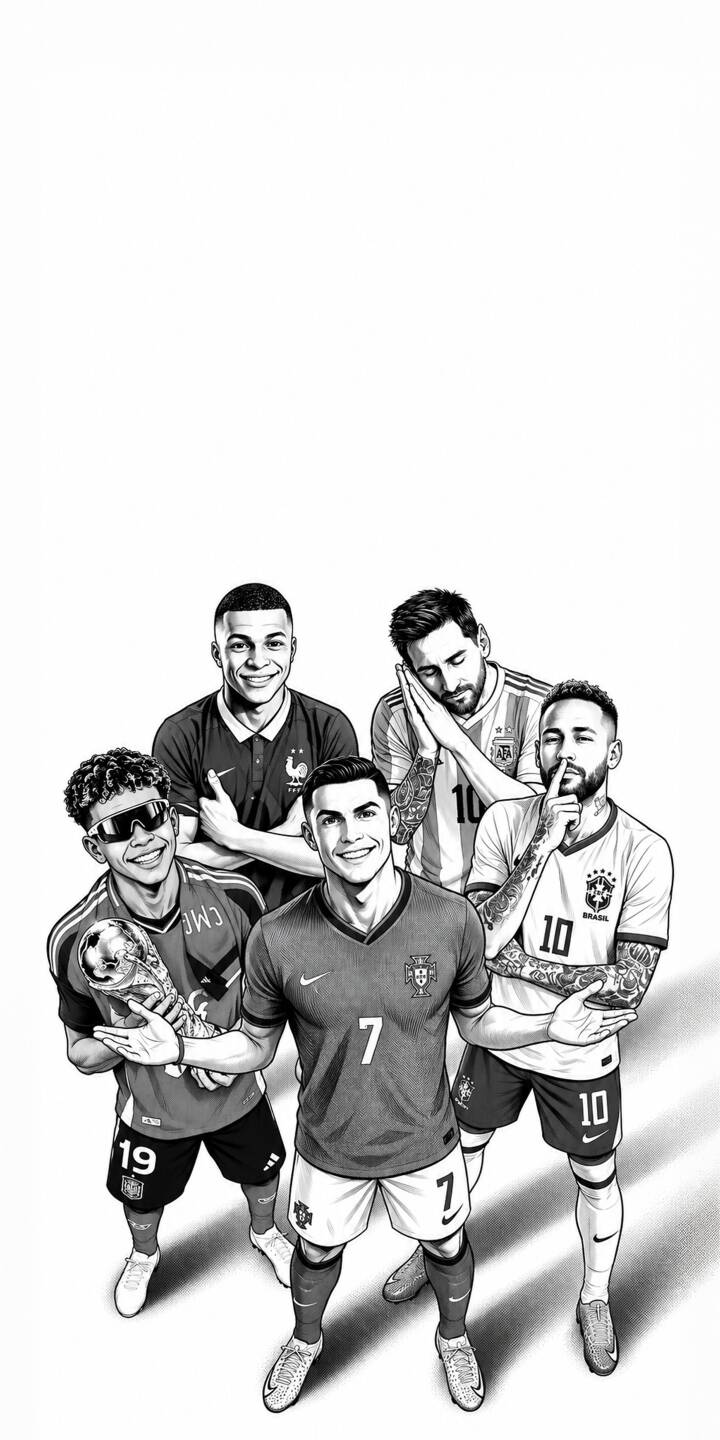 Lionel Messi's serene sleeping pose contrasts with Neymar Jr.'s playful 'shush' in this striking animated 4K wallpaper, featuring football legends like Cristiano Ronaldo and Kylian Mbappé – an ideal wallpaper for your iPhone. | cartoon football iphone messi ronaldo mbappe soccer wallpaper neymar mobile 4k wallpaper hd wallpaper Lionel Messi's serene sleeping pose contrasts with Neymar Jr.'s playful 'shush' in this striking animated 4K wallpaper, featuring football legends like Cristiano Ronaldo and Kylian Mbappé – an ideal wallpaper for your iPhone.