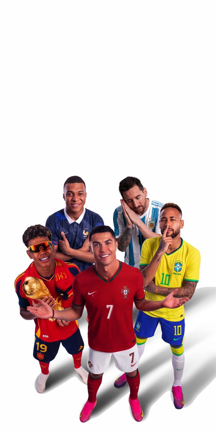 Gavi proudly holds the golden World Cup trophy alongside global football icons Cristiano Ronaldo, Lionel Messi, Kylian Mbappé, and Neymar Jr. in this vibrant 4K wallpaper. Perfect for any iPhone, this star-studded wallpaper showcases these elite athletes in their national team jerseys. | football iphone wallpaper cristiano ronaldo lionel messi mobile 4k wallpaper hd wallpaper world cup kylian mbappe gavi neymar jr Gavi proudly holds the golden World Cup trophy alongside global football icons Cristiano Ronaldo, Lionel Messi, Kylian Mbappé, and Neymar Jr. in this vibrant 4K wallpaper. Perfect for any iPhone, this star-studded wallpaper showcases these elite athletes in their national team jerseys.