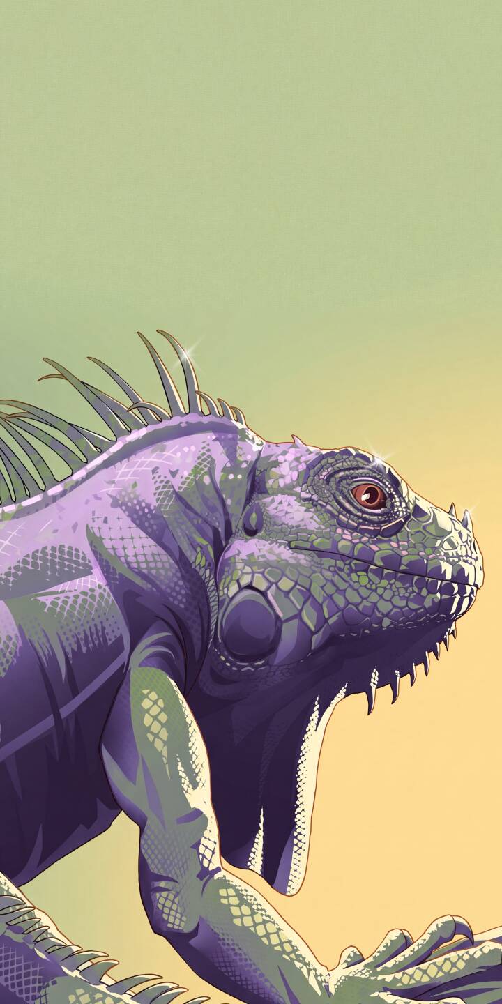 The iguana's striking red eye catches the light, framed by its intricate purple and green scales in this vibrant 4K wallpaper. This detailed, stylized illustration makes an excellent wallpaper for iPhone users. | aesthetic illustration animal purple lizard iphone wallpaper mobile 4k wallpaper hd wallpaper reptile iguana The iguana's striking red eye catches the light, framed by its intricate purple and green scales in this vibrant 4K wallpaper. This detailed, stylized illustration makes an excellent wallpaper for iPhone users.