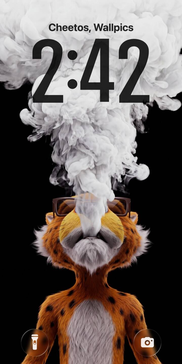 A massive white smoke cloud billows upward from the head of a cool Cheeto character, adorned with stylish sunglasses, in this striking 4K wallpaper. This vibrant, eye-catching Cheeto dust wallpaper is perfect for your iPhone, showcasing its iconic orange fur against a stark black background. | sunglasses smoke iphone wallpaper cool mobile 4k wallpaper hd wallpaper chester cheetah cheeto dust cloud snack mascot A massive white smoke cloud billows upward from the head of a cool Cheeto character, adorned with stylish sunglasses, in this striking 4K wallpaper. This vibrant, eye-catching Cheeto dust wallpaper is perfect for your iPhone, showcasing its iconic orange fur against a stark black background.
