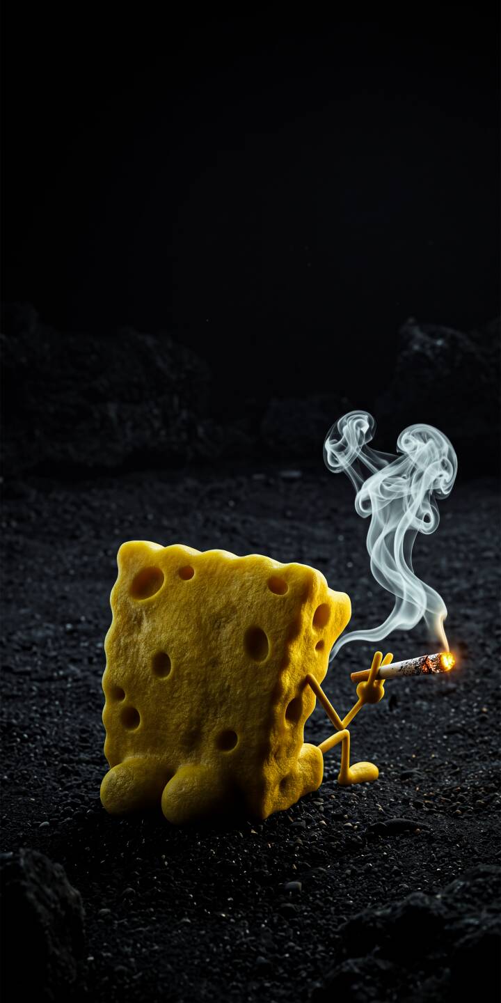 Puffs of ethereal smoke curl from a lit cigarette held by a starkly textured Spongebob Squarepants in this compelling 4K wallpaper. This gritty and unexpected depiction makes an intriguing wallpaper for any iPhone lock screen. | spongebob iphone wallpaper smoking animation mobile spongebob squarepants 4k wallpaper hd wallpaper dark aesthetic surreal gritty art Puffs of ethereal smoke curl from a lit cigarette held by a starkly textured Spongebob Squarepants in this compelling 4K wallpaper. This gritty and unexpected depiction makes an intriguing wallpaper for any iPhone lock screen.