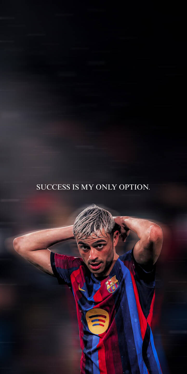 The inspiring quote "SUCCESS IS MY ONLY OPTION." floats above Pedri, who sports his distinctive bleached blonde hair and Barcelona jersey in this captivating 4K wallpaper; it's a perfect motivational football wallpaper for your iPhone. | sports football quote motivational iphone barcelona wallpaper pedri fc barcelona mobile 4k wallpaper hd wallpaper The inspiring quote "SUCCESS IS MY ONLY OPTION." floats above Pedri, who sports his distinctive bleached blonde hair and Barcelona jersey in this captivating 4K wallpaper; it's a perfect motivational football wallpaper for your iPhone.