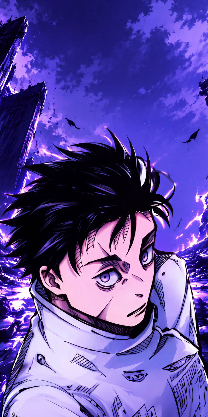 Purple lightning cracks across a foreboding sky as Yuta Okkotsu stares intensely, surrounded by a dramatic, jagged landscape in this stunning 4K wallpaper. This powerful anime wallpaper is perfect for personalizing your iPhone. | anime iphone wallpaper mobile 4k wallpaper hd wallpaper epic jujutsu kaisen dark fantasy purple aesthetic yuta okkotsu Purple lightning cracks across a foreboding sky as Yuta Okkotsu stares intensely, surrounded by a dramatic, jagged landscape in this stunning 4K wallpaper. This powerful anime wallpaper is perfect for personalizing your iPhone.