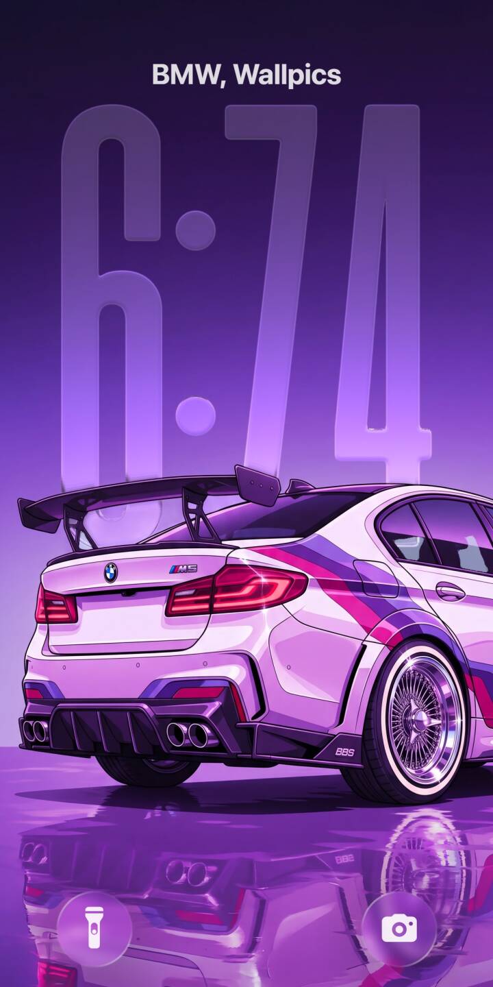 Vibrant purple hues saturate the scene around this custom BMW M5, showcasing its aggressive rear spoiler, quad exhaust, and reflective surface in this stunning 4K wallpaper. This dynamic wallpaper is a perfect fit for any iPhone user wanting a bold automotive aesthetic. | aesthetic illustration sports car purple iphone bmw m5 wallpaper mobile 4k wallpaper hd wallpaper vaporwave Vibrant purple hues saturate the scene around this custom BMW M5, showcasing its aggressive rear spoiler, quad exhaust, and reflective surface in this stunning 4K wallpaper. This dynamic wallpaper is a perfect fit for any iPhone user wanting a bold automotive aesthetic.