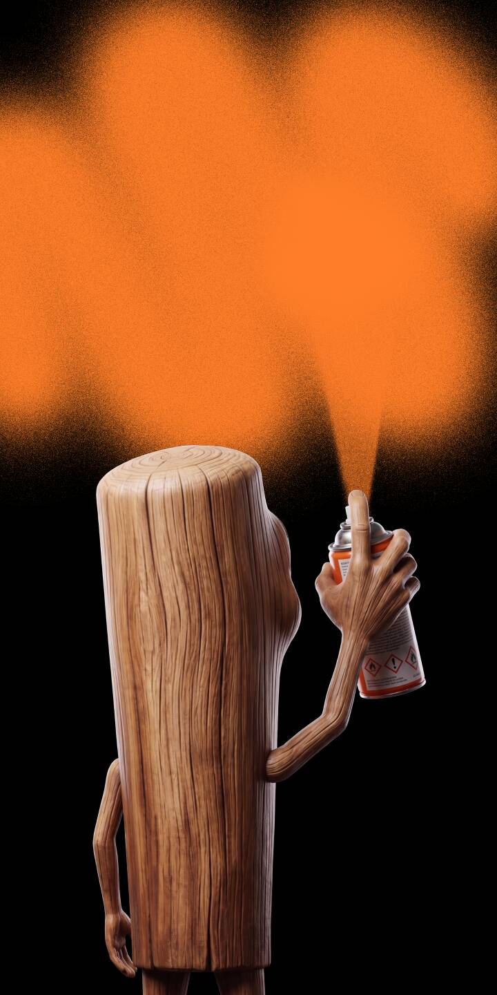 Vibrant orange spray paint explodes from a can held by a charming wooden character, creating a dynamic visual against a sleek black background in this stunning 4K wallpaper. This unique artwork makes an eye-catching wallpaper for iPhone users. | orange iphone abstract wallpaper modern mobile spray paint 4k wallpaper hd wallpaper graphic art wood character creativity Vibrant orange spray paint explodes from a can held by a charming wooden character, creating a dynamic visual against a sleek black background in this stunning 4K wallpaper. This unique artwork makes an eye-catching wallpaper for iPhone users.