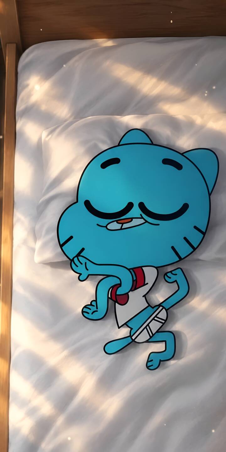 Soft, dappled sunlight gently illuminates Gumball Watterson as he sleeps soundly in his cozy white bed, making for a serenely charming 4K wallpaper — an ideal iPhone wallpaper for fans seeking peace and quiet. | gumball Soft, dappled sunlight gently illuminates Gumball Watterson as he sleeps soundly in his cozy white bed, making for a serenely charming 4K wallpaper — an ideal iPhone wallpaper for fans seeking peace and quiet.