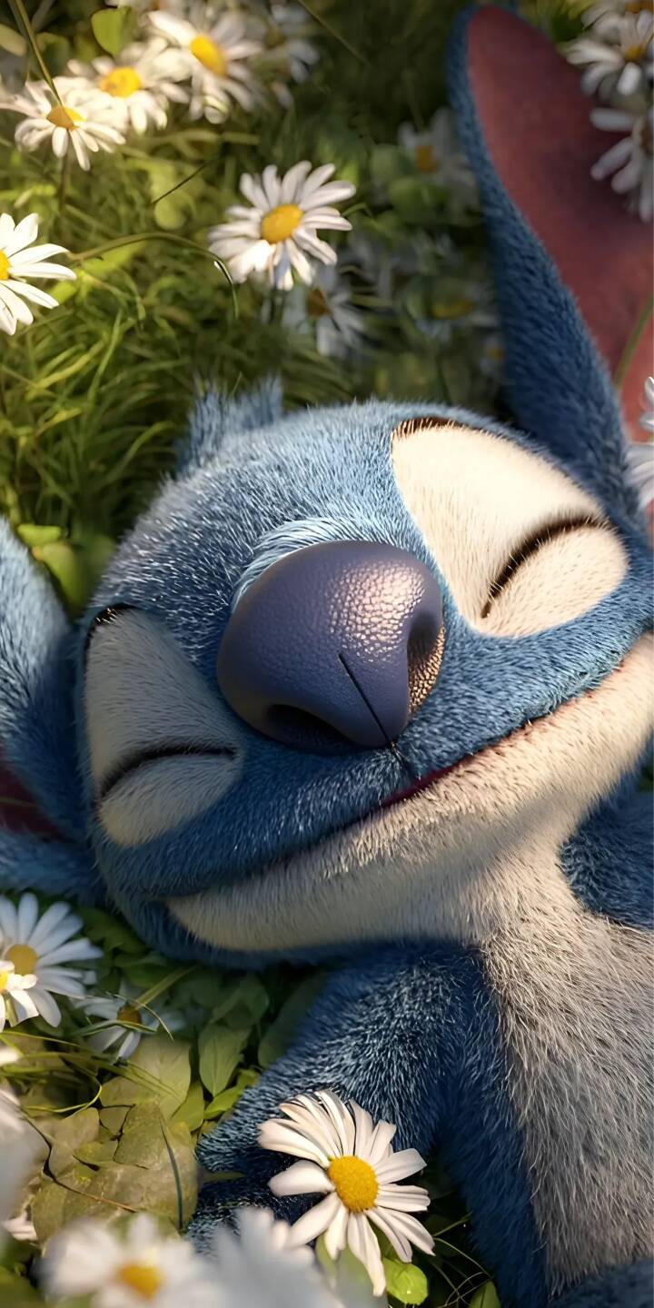 Stitch's tranquil slumber among lush green grass and white daisies captures a perfect moment of peace in this charming 4K wallpaper, ideal as a relaxing iPhone wallpaper. | cartoon disney stitch cute iphone wallpaper lilo and stitch sleepy mobile 4k wallpaper hd wallpaper daisies Stitch's tranquil slumber among lush green grass and white daisies captures a perfect moment of peace in this charming 4K wallpaper, ideal as a relaxing iPhone wallpaper.