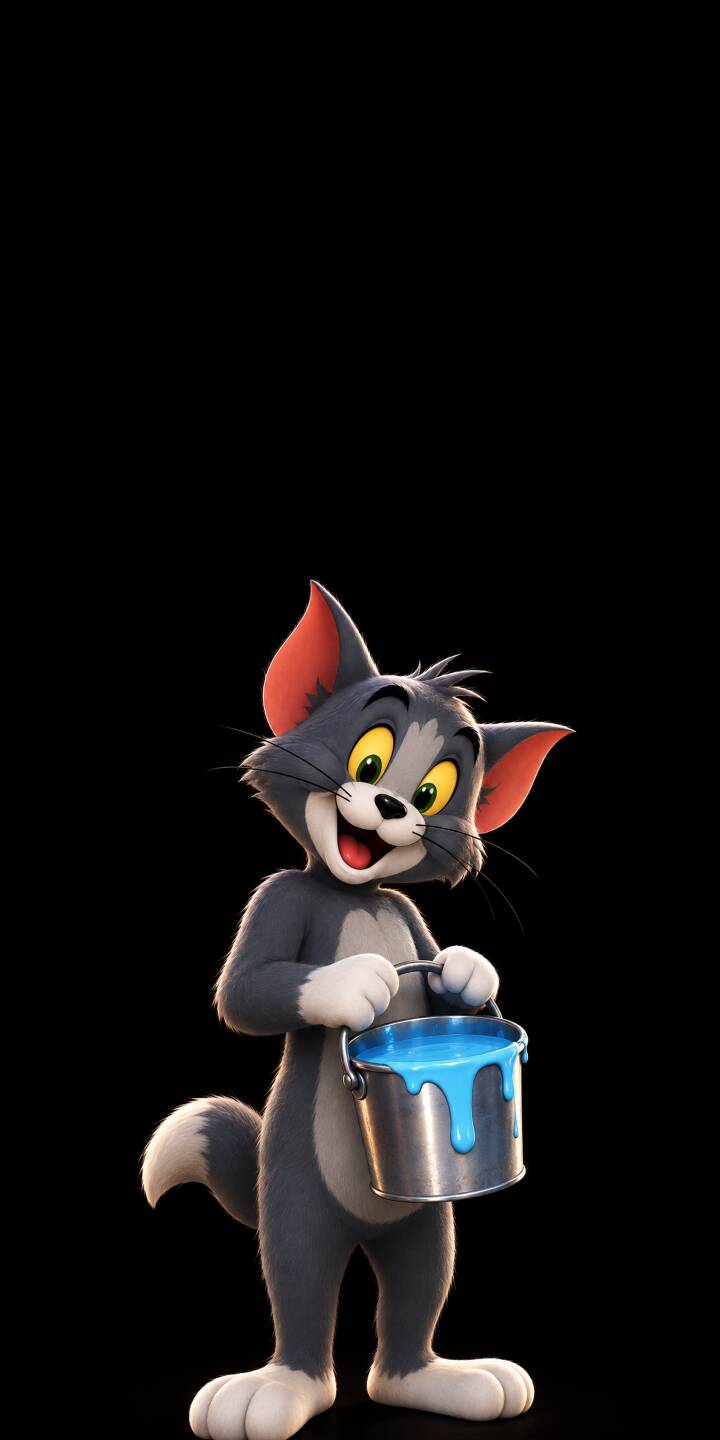 A cheerful Tom grins widely while holding a small metal bucket of dripping blue paint in this vibrant 4K wallpaper. It's an ideal iPhone wallpaper for classic cartoon fans who appreciate a touch of mischievous fun. | cartoon funny classic animated iphone tom tom and jerry wallpaper mobile 4k wallpaper hd wallpaper blue paint A cheerful Tom grins widely while holding a small metal bucket of dripping blue paint in this vibrant 4K wallpaper. It's an ideal iPhone wallpaper for classic cartoon fans who appreciate a touch of mischievous fun.