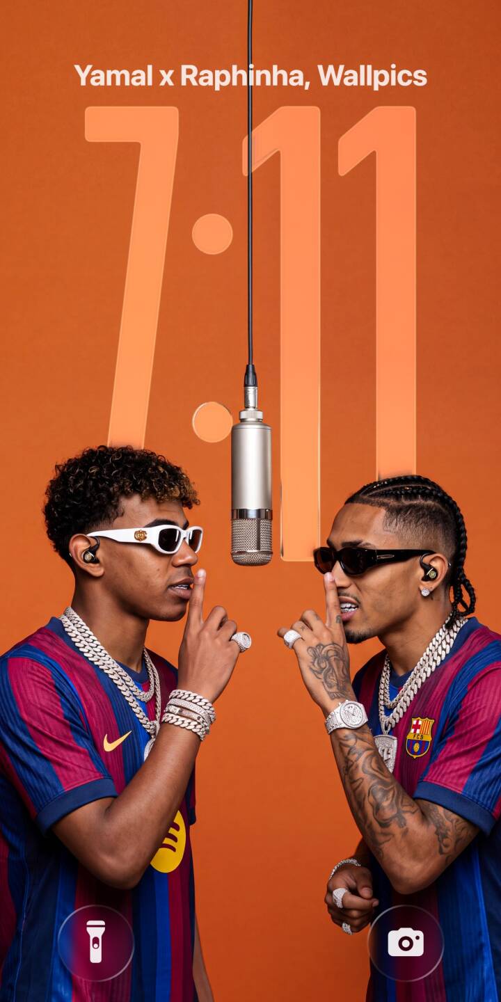 Heavy silver chains gleam brightly around the necks of Yamal and Raphinha in a coordinated 'shhh' pose, captured vibrantly against an orange backdrop in this stunning 4K wallpaper – an ideal wallpaper for iPhone users who appreciate modern hip-hop aesthetics. | microphone iphone wallpaper raphinha yamal lamine yamal rappers hip hop mobile 4k wallpaper hd wallpaper orange background yamal 10 raphinha 11 raphinha barcelona bling lamine x raphinha shhh musicians yamal 4k Heavy silver chains gleam brightly around the necks of Yamal and Raphinha in a coordinated 'shhh' pose, captured vibrantly against an orange backdrop in this stunning 4K wallpaper – an ideal wallpaper for iPhone users who appreciate modern hip-hop aesthetics.