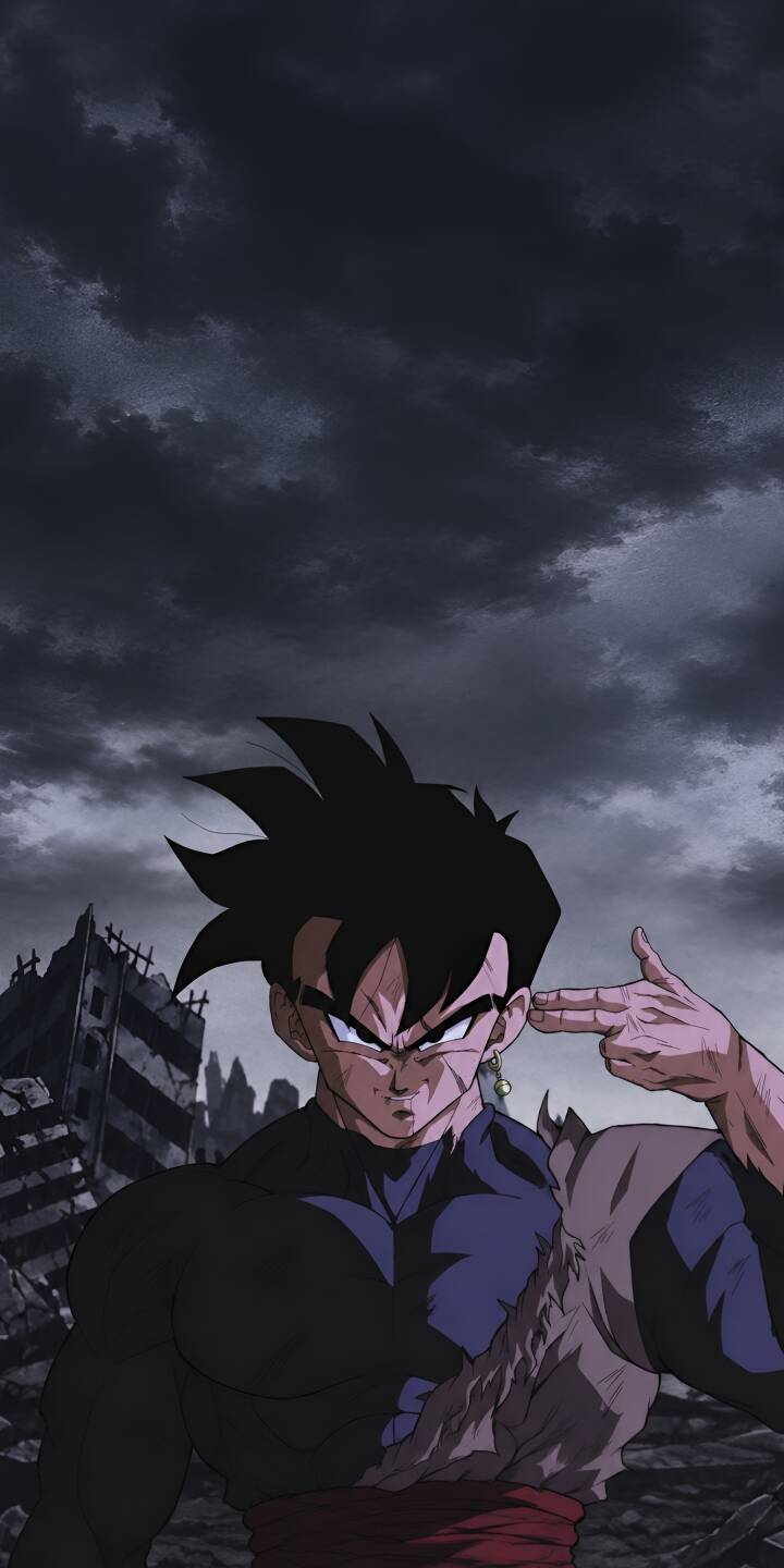 Gohan's intense gaze accompanies a melancholic finger gun gesture against a backdrop of dark, stormy clouds and a devastated city in this dramatic 4K wallpaper. This powerful anime wallpaper is a perfect fit for any iPhone, capturing a unique and somber moment for fans. | anime 4k gohan dragon ball Gohan's intense gaze accompanies a melancholic finger gun gesture against a backdrop of dark, stormy clouds and a devastated city in this dramatic 4K wallpaper. This powerful anime wallpaper is a perfect fit for any iPhone, capturing a unique and somber moment for fans.