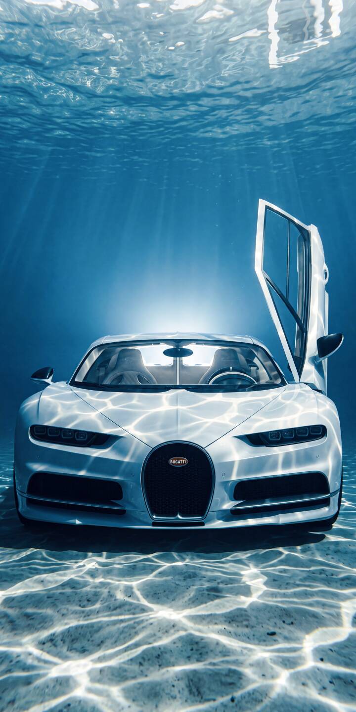 Mesmerizing light ripples dance across the sleek white Bugatti Chiron, submerged beneath crystal-clear blue waters with its distinctive scissor door open, creating a captivating 4K wallpaper perfect for your iPhone. This unique automotive wallpaper is an amazing blend of luxury and serene aquatic beauty. | underwater iphone bugatti ocean wallpaper mobile luxury car chiron blue aesthetic 4k wallpaper hd wallpaper automotive Mesmerizing light ripples dance across the sleek white Bugatti Chiron, submerged beneath crystal-clear blue waters with its distinctive scissor door open, creating a captivating 4K wallpaper perfect for your iPhone. This unique automotive wallpaper is an amazing blend of luxury and serene aquatic beauty.