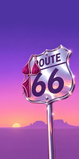 Retro Route 66 Bikini Wallpaper
