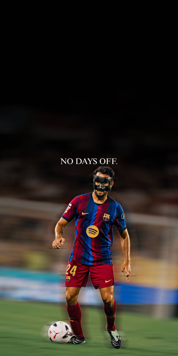 The player's determined stance and distinctive black face mask dominate this inspiring 4K wallpaper. Emblazoned with "NO DAYS OFF" and featuring the iconic Barcelona kit, this motivational wallpaper is perfect for your iPhone. | football motivation iphone soccer barcelona wallpaper sport mobile 4k wallpaper hd wallpaper no days off masked player The player's determined stance and distinctive black face mask dominate this inspiring 4K wallpaper. Emblazoned with "NO DAYS OFF" and featuring the iconic Barcelona kit, this motivational wallpaper is perfect for your iPhone.