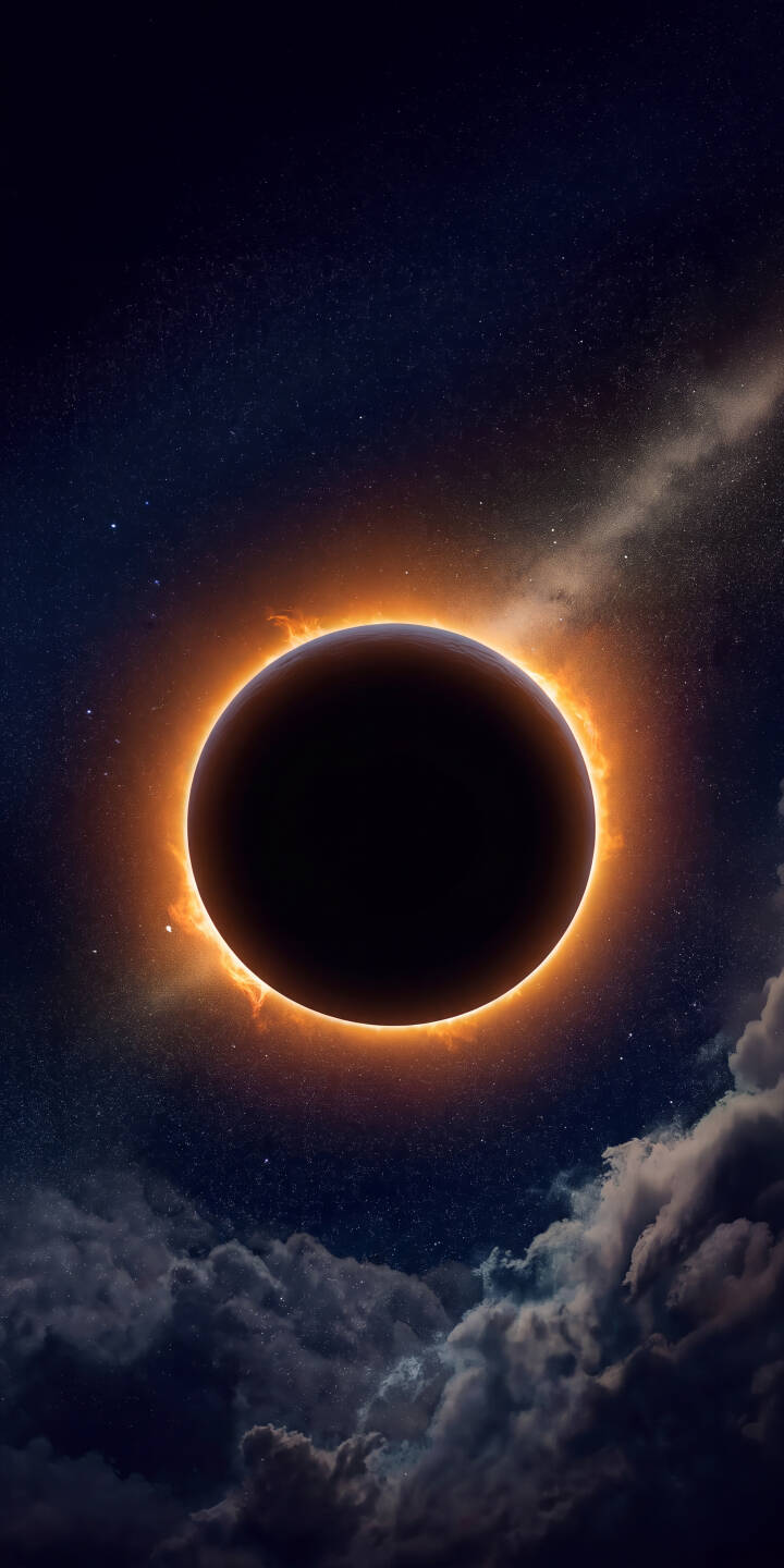 The mesmerizing orange corona radiates intensely around a deep black orb against a star-dusted night sky, creating a powerful 4K wallpaper. This captivating solar eclipse wallpaper is a must-have for iPhone users seeking a dramatic and cosmic display. | dark space eclipse iphone stars wallpaper mobile glowing 4k wallpaper hd wallpaper celestial solar eclipse The mesmerizing orange corona radiates intensely around a deep black orb against a star-dusted night sky, creating a powerful 4K wallpaper. This captivating solar eclipse wallpaper is a must-have for iPhone users seeking a dramatic and cosmic display.