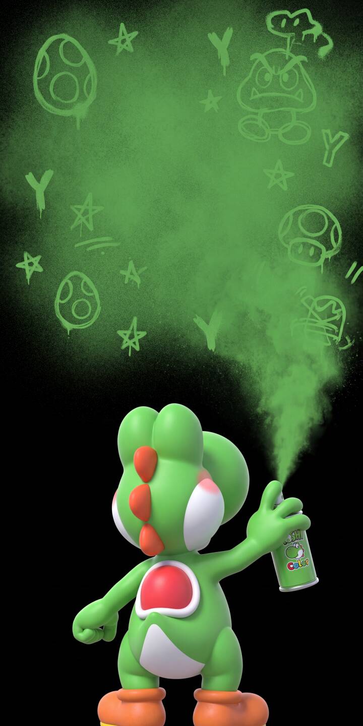 Green mist billows as Yoshi playfully sprays iconic Mario graffiti elements, including Yoshi eggs and a Goomba, onto a dark background in this vibrant 4K wallpaper. This dynamic wallpaper is perfect for personalizing your iPhone. | street art nintendo iphone yoshi wallpaper graffiti super mario mobile spray paint 4k wallpaper hd wallpaper Green mist billows as Yoshi playfully sprays iconic Mario graffiti elements, including Yoshi eggs and a Goomba, onto a dark background in this vibrant 4K wallpaper. This dynamic wallpaper is perfect for personalizing your iPhone.