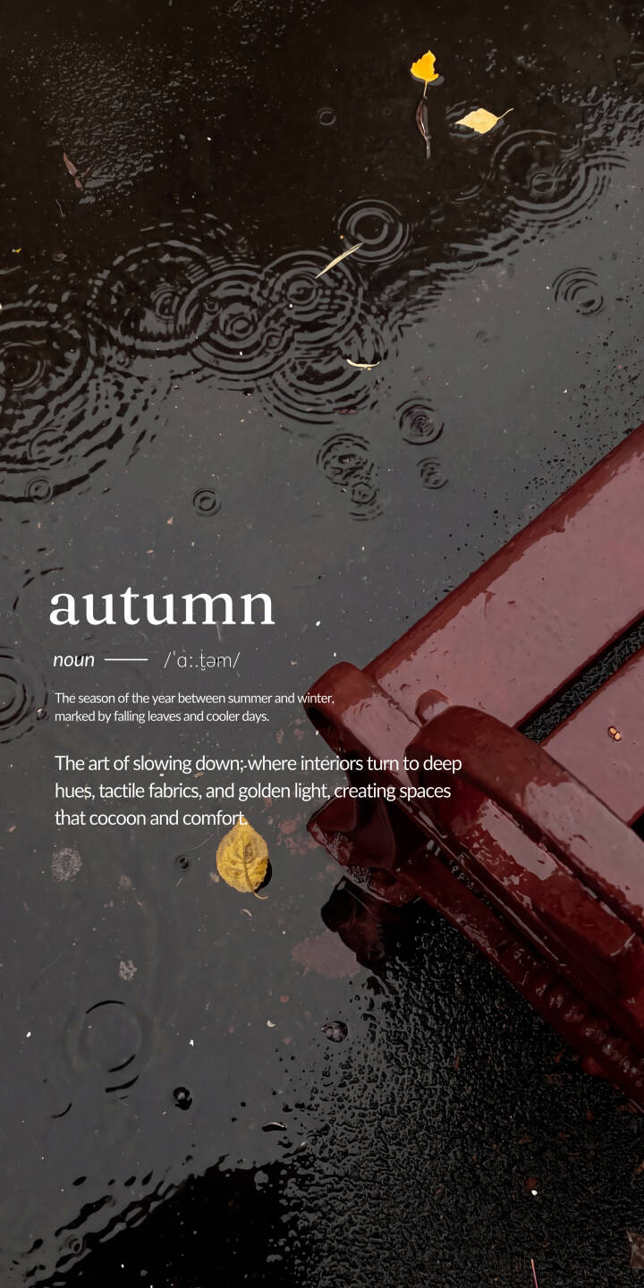 Raindrops create mesmerizing ripples on a dark, wet surface beside a deep red bench, accented by a vibrant yellow leaf in this evocative 4K autumn wallpaper. It is a perfect moody wallpaper for iPhone users seeking a tranquil fall aesthetic. | aesthetic rain fall iphone autumn wallpaper mobile moody 4k wallpaper hd wallpaper raindrops yellow leaf Raindrops create mesmerizing ripples on a dark, wet surface beside a deep red bench, accented by a vibrant yellow leaf in this evocative 4K autumn wallpaper. It is a perfect moody wallpaper for iPhone users seeking a tranquil fall aesthetic.