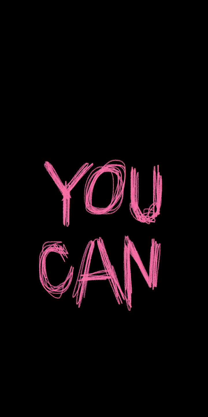 Bright pink scribbled text declares 'YOU CAN' against a stark black background in this empowering 4K wallpaper. This inspirational message wallpaper is perfectly formatted for iPhone users seeking a motivational backdrop. | pink aesthetic motivation iphone minimalist wallpaper mobile 4k wallpaper hd wallpaper inspirational typographic you can Bright pink scribbled text declares 'YOU CAN' against a stark black background in this empowering 4K wallpaper. This inspirational message wallpaper is perfectly formatted for iPhone users seeking a motivational backdrop.
