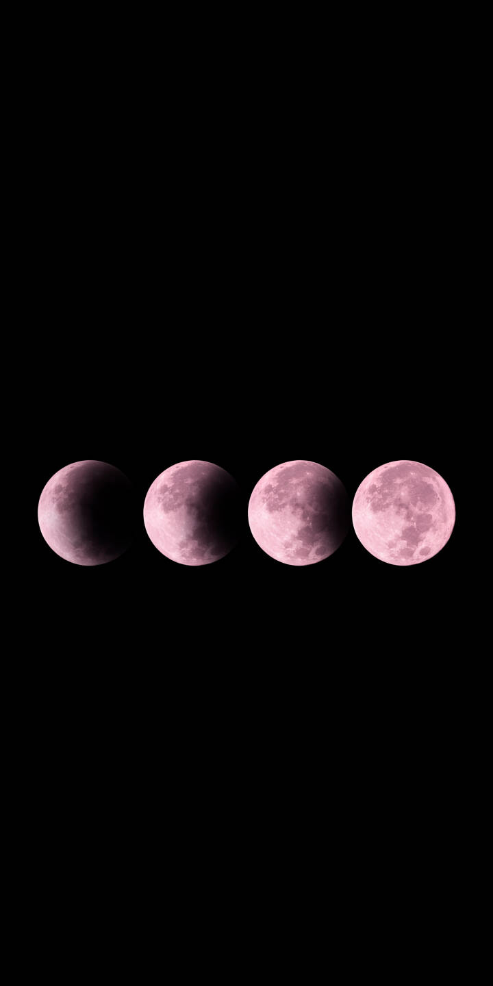 Four distinct phases of a pinkish lunar eclipse glow subtly against a stark black sky in this mesmerizing 4K wallpaper. This celestial progression makes a stunning wallpaper for your iPhone, showcasing the moon's serene beauty. | moon space iphone minimalist wallpaper mobile 4k wallpaper hd wallpaper astronomy celestial pink moon lunar eclipse Four distinct phases of a pinkish lunar eclipse glow subtly against a stark black sky in this mesmerizing 4K wallpaper. This celestial progression makes a stunning wallpaper for your iPhone, showcasing the moon's serene beauty.