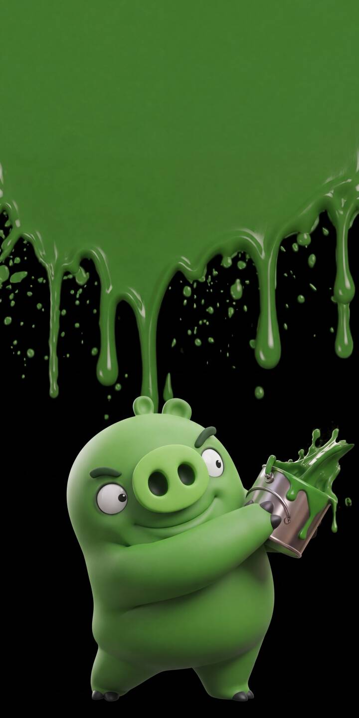 Vibrant green paint drips dramatically from the top, as a mischievous Minion Pig gleefully splashes more bright green paint from its bucket in this fun 4K wallpaper. This dynamic mobile wallpaper for iPhone showcases the pig's playful mischief against a stark black background. | cartoon funny game iphone paint angry birds wallpaper mobile 4k wallpaper hd wallpaper minion pig green pig Vibrant green paint drips dramatically from the top, as a mischievous Minion Pig gleefully splashes more bright green paint from its bucket in this fun 4K wallpaper. This dynamic mobile wallpaper for iPhone showcases the pig's playful mischief against a stark black background.