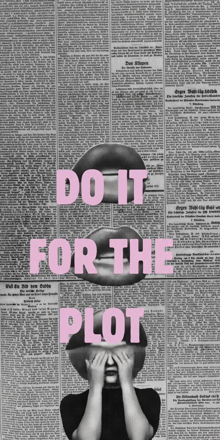 Bright pink typography shouts 'DO IT FOR THE PLOT' against a monochrome vintage newspaper backdrop in this striking 4K wallpaper, featuring grayscale lips and a figure covering their eyes—an inspirational wallpaper perfect for your iPhone screen. | pink aesthetic collage motivation iphone vintage newspaper wallpaper mobile 4k wallpaper hd wallpaper do it for the plot Bright pink typography shouts 'DO IT FOR THE PLOT' against a monochrome vintage newspaper backdrop in this striking 4K wallpaper, featuring grayscale lips and a figure covering their eyes—an inspirational wallpaper perfect for your iPhone screen.