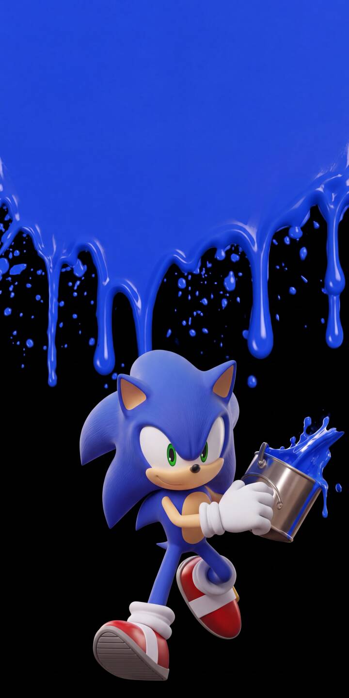 Vibrant blue paint drips dramatically from the top, mirroring the paint splashing from Sonic's bucket in this dynamic 4K wallpaper. This eye-catching Sonic wallpaper, set against a stark black background, is perfect for any iPhone displaying his signature playful energy. | cartoon aesthetic iphone sonic gaming wallpaper sonic the hedgehog mobile digital art 4k wallpaper hd wallpaper blue paint Vibrant blue paint drips dramatically from the top, mirroring the paint splashing from Sonic's bucket in this dynamic 4K wallpaper. This eye-catching Sonic wallpaper, set against a stark black background, is perfect for any iPhone displaying his signature playful energy.
