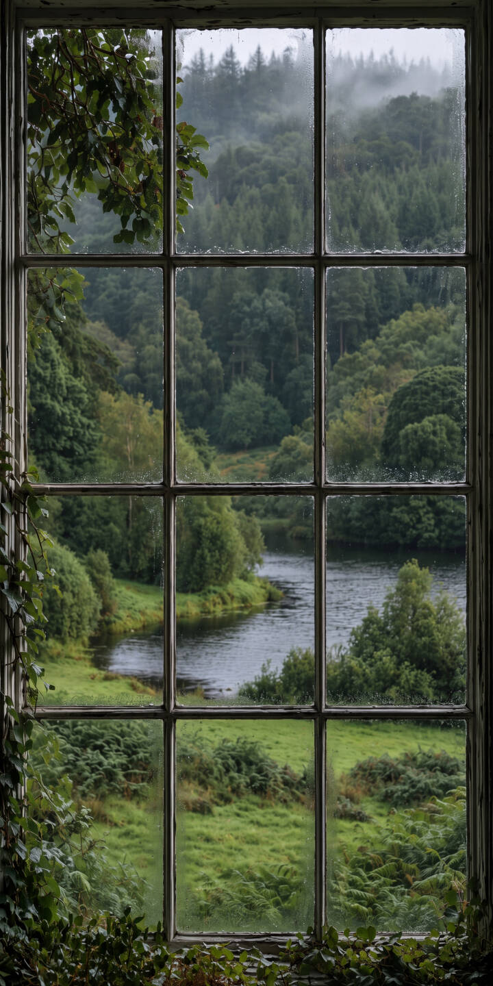 Water droplets cling to the gridded old window, offering a serene view of a winding river surrounded by lush green forests and misty distant hills in this stunning 4K wallpaper — a tranquil nature wallpaper perfect for your iPhone. | landscape forest river iphone nature wallpaper mobile 4k wallpaper hd wallpaper calming misty window view Water droplets cling to the gridded old window, offering a serene view of a winding river surrounded by lush green forests and misty distant hills in this stunning 4K wallpaper — a tranquil nature wallpaper perfect for your iPhone.