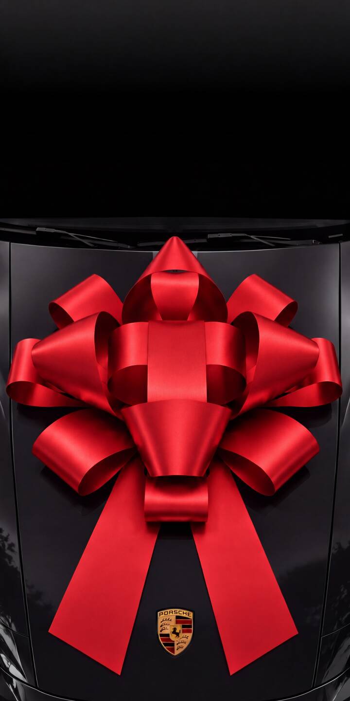 A vibrant red gift bow strikingly contrasts the sleek black paint of a luxurious Porsche in this stunning 4K wallpaper, featuring the iconic golden emblem below. This opulent automobile wallpaper is a perfect fit for any iPhone, adding a touch of elegance to your screen. | aesthetic car iphone porsche wallpaper mobile luxury car 4k wallpaper hd wallpaper automotive red bow gift A vibrant red gift bow strikingly contrasts the sleek black paint of a luxurious Porsche in this stunning 4K wallpaper, featuring the iconic golden emblem below. This opulent automobile wallpaper is a perfect fit for any iPhone, adding a touch of elegance to your screen.