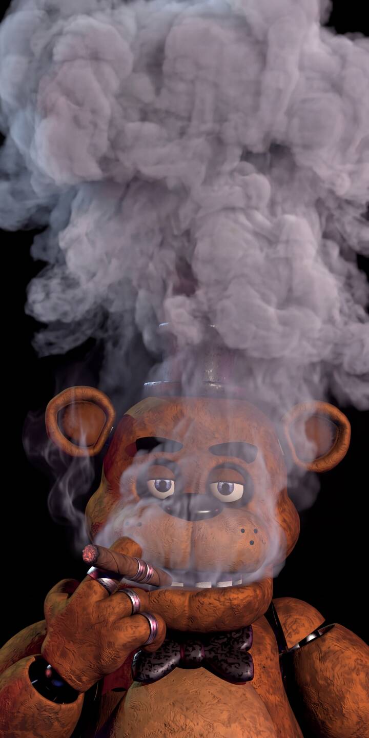 Thick plumes of smoke billow from Freddy Fazbear's cigar, framing his surprisingly chill expression in this distinct 4K wallpaper. This iconic animatronic's boss-like stance and detailed rings make it a unique wallpaper for iPhone. | smoke cigar iphone wallpaper chill fnaf mobile 4k wallpaper hd wallpaper animatronic freddy fazbear 3d art Thick plumes of smoke billow from Freddy Fazbear's cigar, framing his surprisingly chill expression in this distinct 4K wallpaper. This iconic animatronic's boss-like stance and detailed rings make it a unique wallpaper for iPhone.