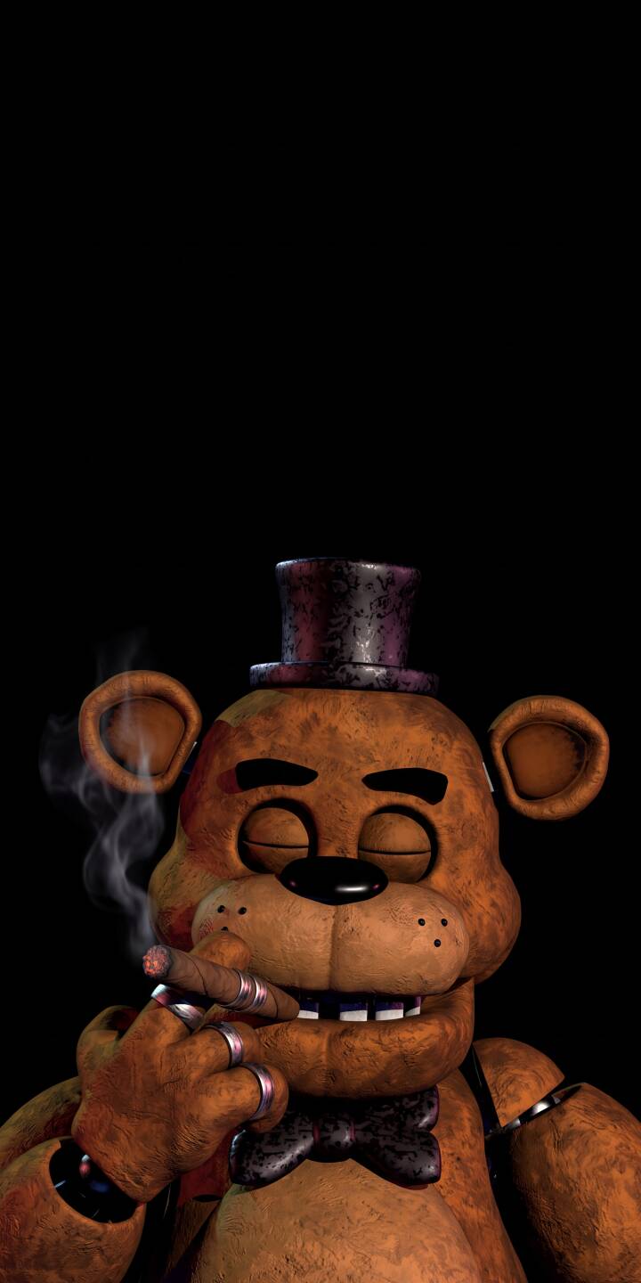 Wisps of smoke curl around Freddy Fazbear's hand as he sports a stylish top hat and a smug, contented expression in this bold 4K wallpaper. This unique Freddy wallpaper is perfect for any iPhone, adding a playful yet edgy touch. | cigar iphone gaming wallpaper fnaf cool smoking mobile 4k wallpaper hd wallpaper animatronic freddy fazbear Wisps of smoke curl around Freddy Fazbear's hand as he sports a stylish top hat and a smug, contented expression in this bold 4K wallpaper. This unique Freddy wallpaper is perfect for any iPhone, adding a playful yet edgy touch.