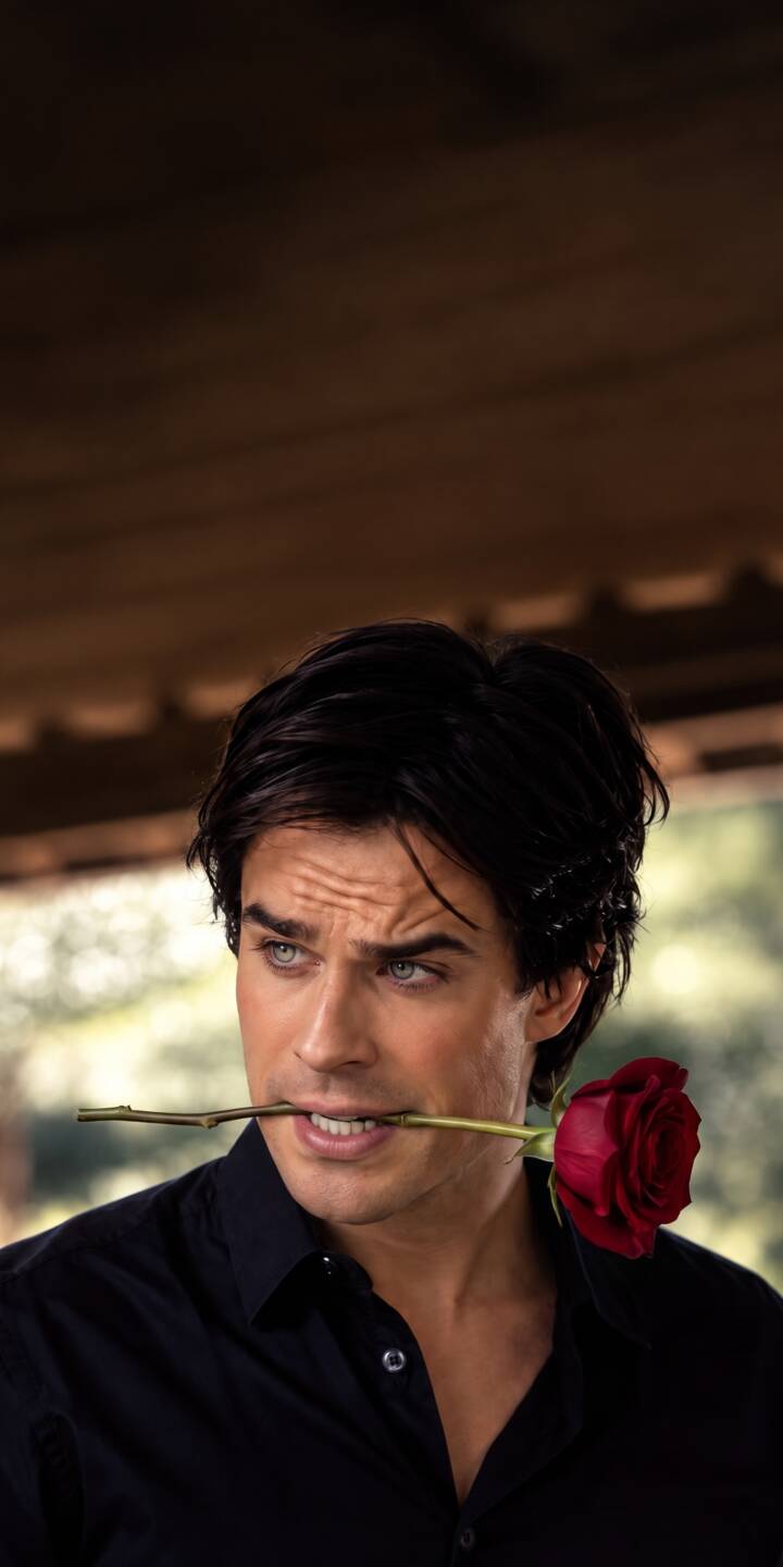 Red rose petals gently fall around Ian Somerhalder as he gazes intently, a deep red rose held charmingly in his mouth, making for a striking 4K wallpaper. This evocative image is the perfect dark romance wallpaper for iPhone. | aesthetic rose iphone wallpaper mobile romance 4k wallpaper hd wallpaper red rose ian somerhalder damon salvatore vampire diaries Red rose petals gently fall around Ian Somerhalder as he gazes intently, a deep red rose held charmingly in his mouth, making for a striking 4K wallpaper. This evocative image is the perfect dark romance wallpaper for iPhone.