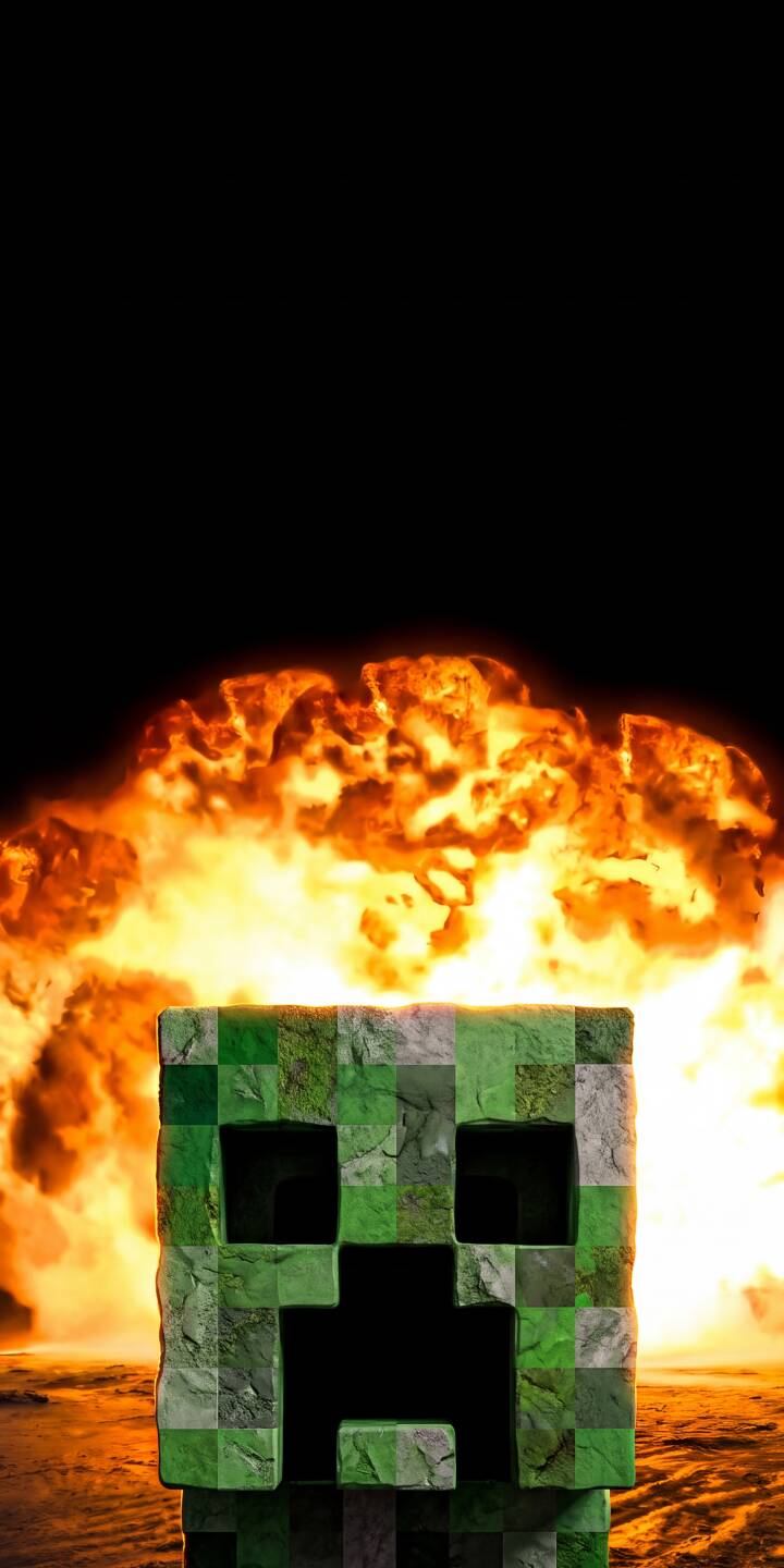 A massive orange explosion billows dramatically behind the iconic pixelated Creeper in this intense 4K wallpaper. This dynamic wallpaper is a must-have for iPhone gamers, capturing a thrilling moment from Minecraft. | explosion minecraft iphone gaming wallpaper mobile creeper pixel art 4k wallpaper hd wallpaper epic A massive orange explosion billows dramatically behind the iconic pixelated Creeper in this intense 4K wallpaper. This dynamic wallpaper is a must-have for iPhone gamers, capturing a thrilling moment from Minecraft.