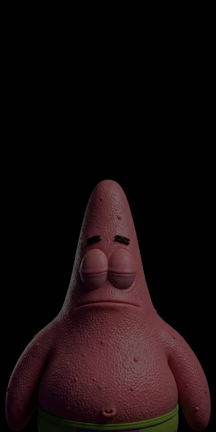 Patrick Star's familiar, lovable face conveys a distinctly somber expression in this stunningly detailed 3D render, featuring his characteristic textured pink skin against a deep black background. This moody 4K wallpaper, with Patrick's green swim trunks subtly visible, is a unique wallpaper for iPhone users seeking something different. | cartoon spongebob dark patrick iphone wallpaper patrick star mobile 4k wallpaper hd wallpaper 3d render melancholy Patrick Star's familiar, lovable face conveys a distinctly somber expression in this stunningly detailed 3D render, featuring his characteristic textured pink skin against a deep black background. This moody 4K wallpaper, with Patrick's green swim trunks subtly visible, is a unique wallpaper for iPhone users seeking something different.