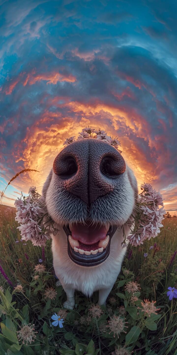 An adorable golden retriever, wearing a delicate floral crown, smiles broadly with its huge nose filling the frame in this vibrant 4K wallpaper. This happy, expressive wallpaper is a must-have for iPhone users seeking a cheerful backdrop. | flowers sunset dog cute iphone happy wallpaper puppy mobile 4k wallpaper hd wallpaper golden retriever An adorable golden retriever, wearing a delicate floral crown, smiles broadly with its huge nose filling the frame in this vibrant 4K wallpaper. This happy, expressive wallpaper is a must-have for iPhone users seeking a cheerful backdrop.