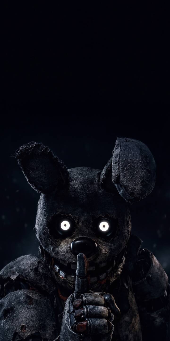 Springtrap's ominous finger presses to its tattered lips, urging silence, while its glowing white eyes pierce through the dark in this chilling 4K wallpaper. This distressed animatronic rabbit makes a truly unsettling wallpaper for iPhone, perfect for fans of the horror game series. | dark creepy iphone wallpaper fnaf horror mobile 4k wallpaper hd wallpaper animatronic five nights at freddys springtrap Springtrap's ominous finger presses to its tattered lips, urging silence, while its glowing white eyes pierce through the dark in this chilling 4K wallpaper. This distressed animatronic rabbit makes a truly unsettling wallpaper for iPhone, perfect for fans of the horror game series.