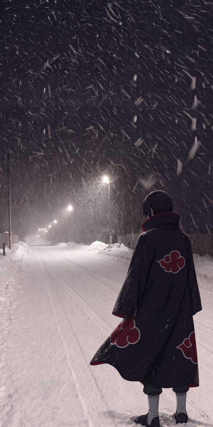 Heavy snow falls around the solitary figure of Itachi Uchiha, his iconic Akatsuki cloak with vibrant red clouds standing out against the desolate winter night. This captivating 4K wallpaper for iPhone truly brings the serene yet somber mood of the scene to your screen. | dark snow winter anime naruto iphone akatsuki wallpaper mobile itachi uchiha 4k wallpaper hd wallpaper Heavy snow falls around the solitary figure of Itachi Uchiha, his iconic Akatsuki cloak with vibrant red clouds standing out against the desolate winter night. This captivating 4K wallpaper for iPhone truly brings the serene yet somber mood of the scene to your screen.