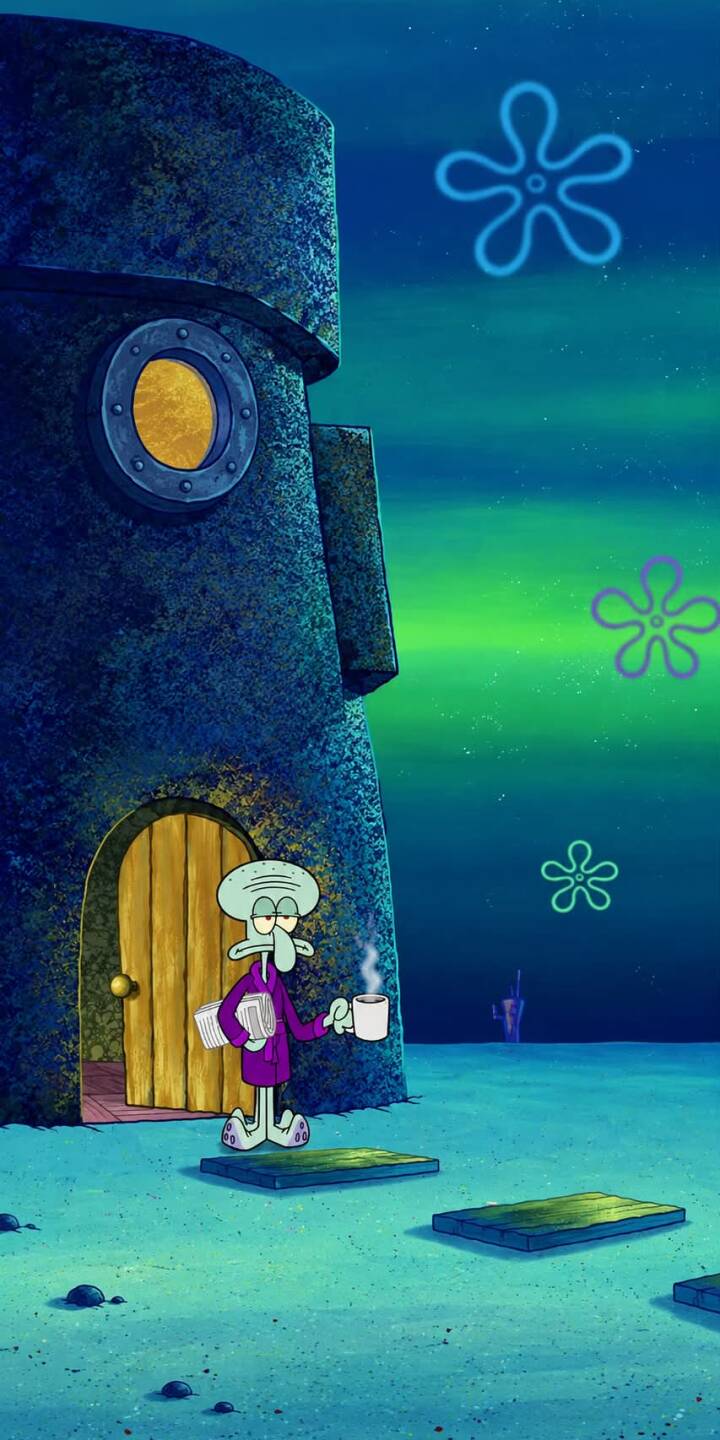 Squidward's signature grumpy expression is perfectly captured as he holds a steaming coffee mug outside his iconic Moai house in this atmospheric 4K wallpaper. This charming wallpaper is ideal for iPhone users who love the classic animated series. | cartoon funny spongebob squidward iphone wallpaper coffee mobile 4k wallpaper hd wallpaper squidward tentacles undersea Squidward's signature grumpy expression is perfectly captured as he holds a steaming coffee mug outside his iconic Moai house in this atmospheric 4K wallpaper. This charming wallpaper is ideal for iPhone users who love the classic animated series.