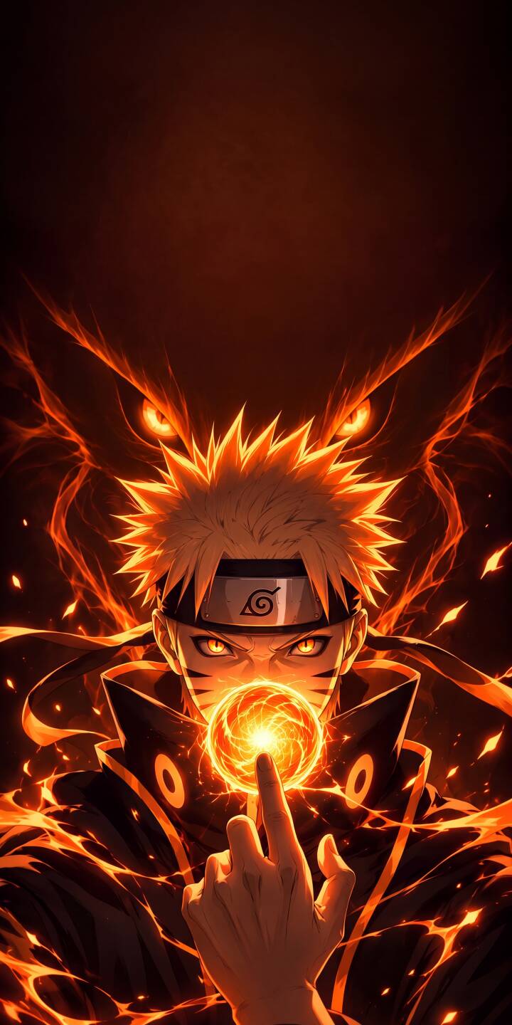 Naruto's intense glowing orange eyes and his hand generating a swirling Rasengan-like energy orb dominate this fiery 4K wallpaper, with the Nine-Tails' phantom eyes watching from behind—an epic wallpaper experience for iPhone users. | fire anime naruto iphone wallpaper mobile rasengan kurama 4k wallpaper hd wallpaper epic shinobi uzumaki naruto Naruto's intense glowing orange eyes and his hand generating a swirling Rasengan-like energy orb dominate this fiery 4K wallpaper, with the Nine-Tails' phantom eyes watching from behind—an epic wallpaper experience for iPhone users.