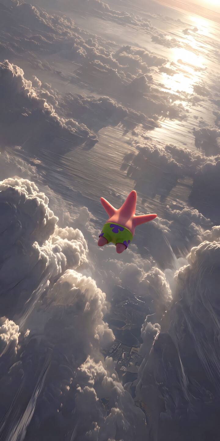 Patrick Star whimsically floats above a vast expanse of sun-drenched, puffy clouds in this captivating 4K wallpaper—an ideal high-definition wallpaper for iPhone users looking for a humorous and serene scene. | aesthetic funny spongebob sky patrick iphone clouds wallpaper patrick star mobile 4k wallpaper hd wallpaper Patrick Star whimsically floats above a vast expanse of sun-drenched, puffy clouds in this captivating 4K wallpaper—an ideal high-definition wallpaper for iPhone users looking for a humorous and serene scene.
