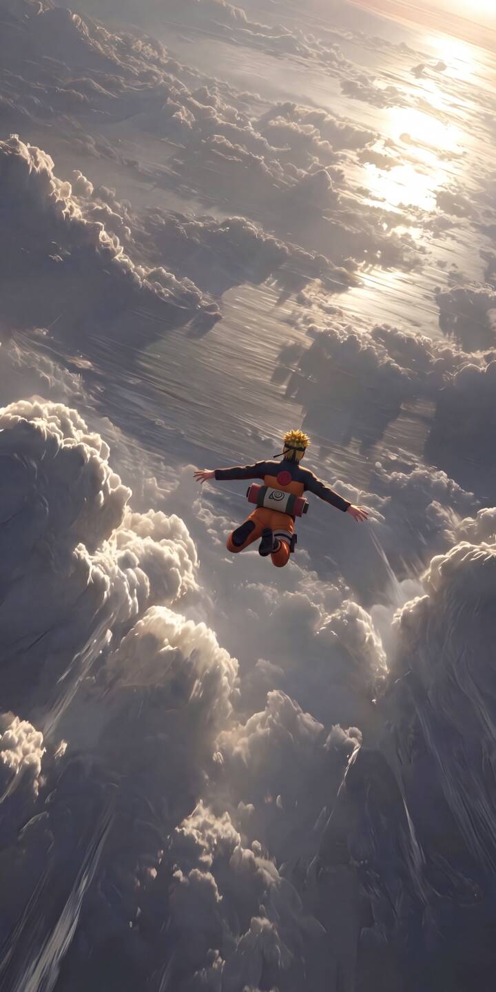 Sunlight glistens on the vast cloudscape as Naruto Uzumaki freefalls, his signature orange jumpsuit vibrant against the soft whites and blues in this epic 4K wallpaper. This dynamic wallpaper is a perfect choice for iPhone users seeking an adventurous mobile background. | anime naruto iphone clouds wallpaper mobile naruto uzumaki 4k wallpaper hd wallpaper epic adventure skydiving Sunlight glistens on the vast cloudscape as Naruto Uzumaki freefalls, his signature orange jumpsuit vibrant against the soft whites and blues in this epic 4K wallpaper. This dynamic wallpaper is a perfect choice for iPhone users seeking an adventurous mobile background.
